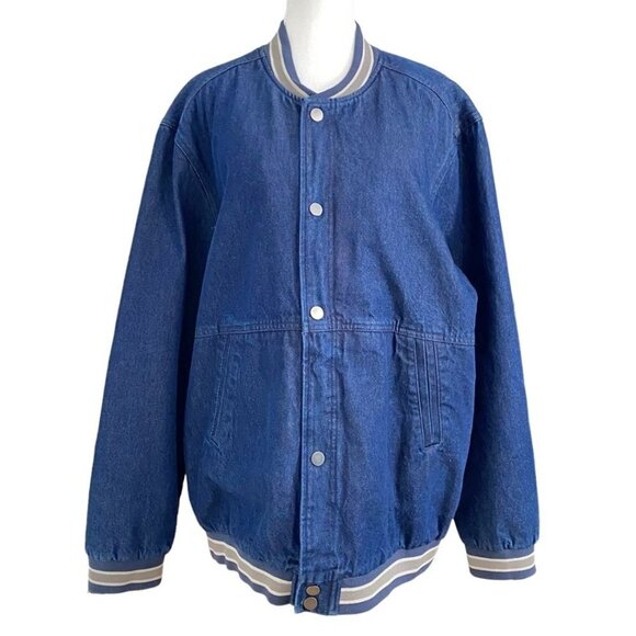 NWOT FRANK AND OAK DARK WASH DENIM BOMBER JACKET - XL - Picture 1 of 14